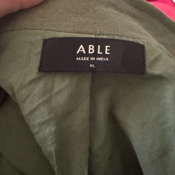 Able Olive Blazer cotton/linen sz XL - Picture 3 of 4